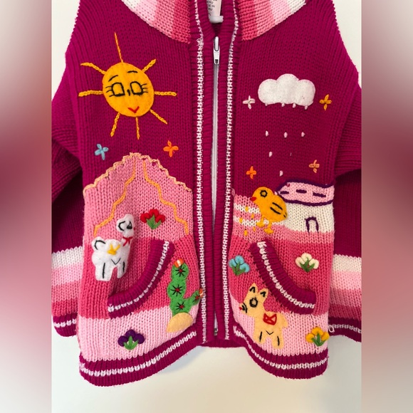 Handmade Peruvian alpaca style knit hoodie - Picture 6 of 8